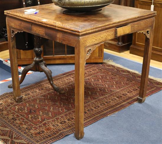 A Chinese hardwood card table, c.1900, W.90cm